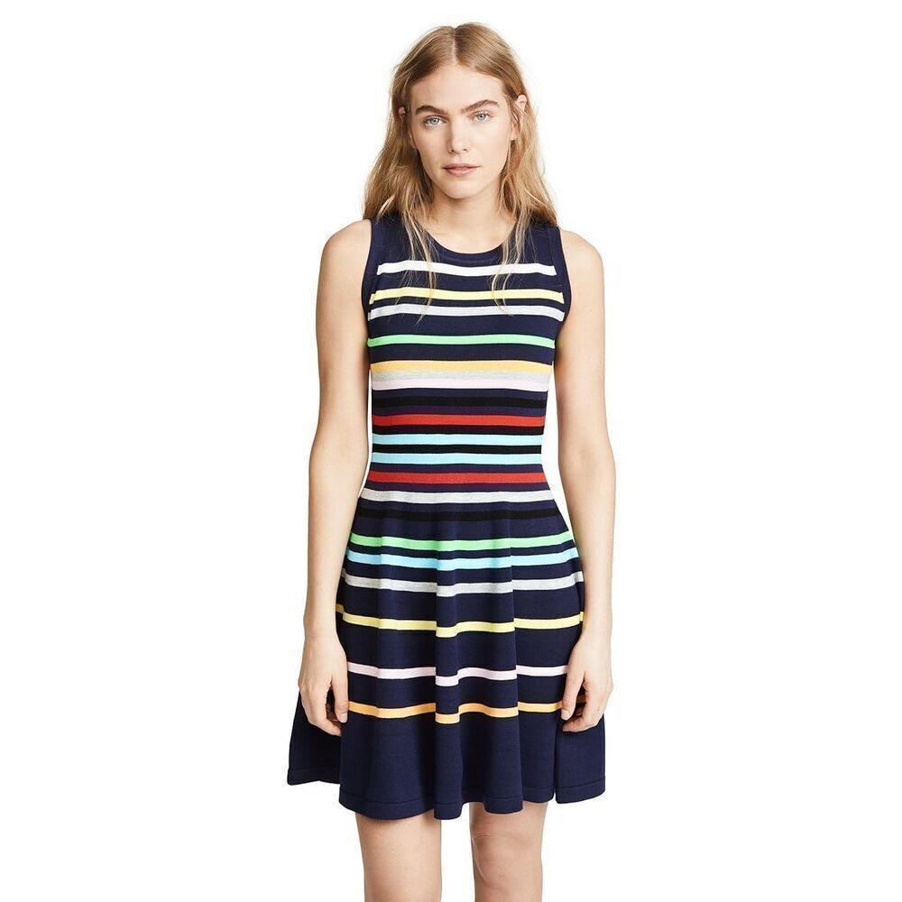 Milly rainbow stripe fitted dress